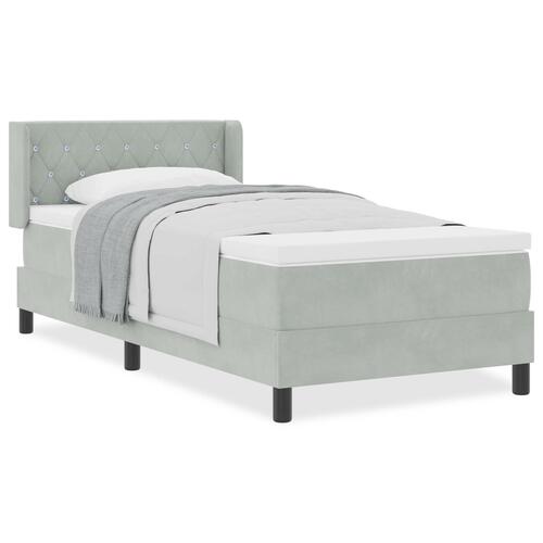 Box Spring Seng med Madras Lys Grå 90x190 cm Velvet