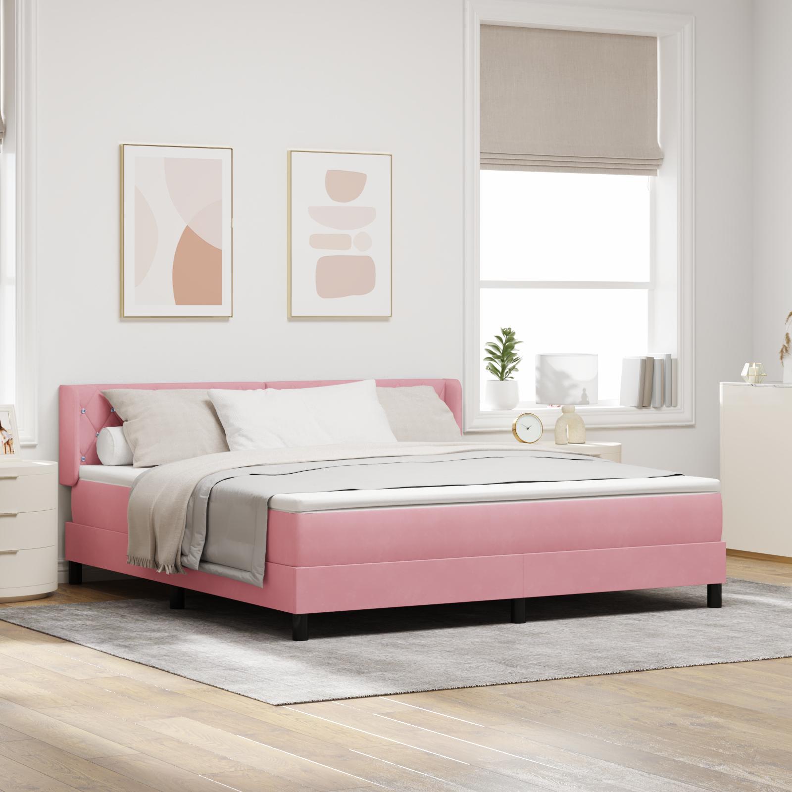 Box spring seng med madras Lyserød 200 x 180 cm Polyester