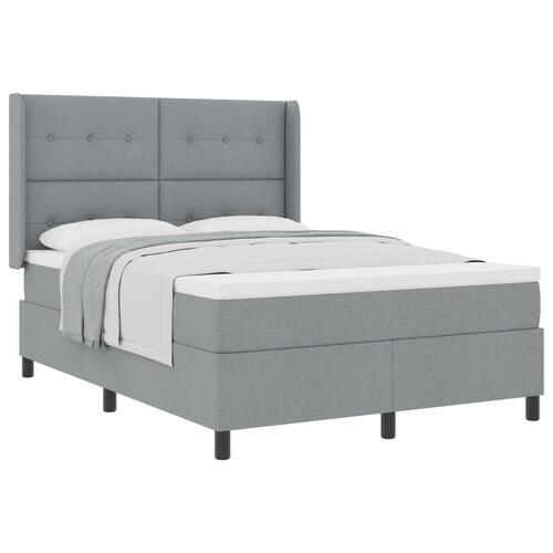 Box Spring Seng med Madras Lys Grå 160x200 cm Stof