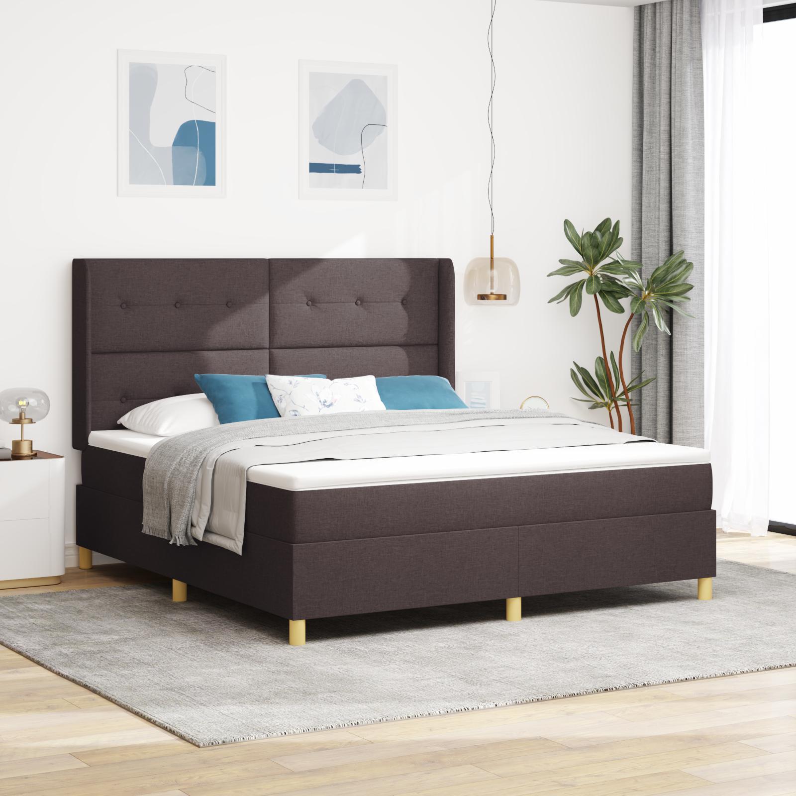 Kontinentalseng med madras Mørk Brun 180 x 200 cm Stof