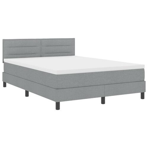 Box Spring Seng med Madras & LED Lys Grå 140x200 cm Stof