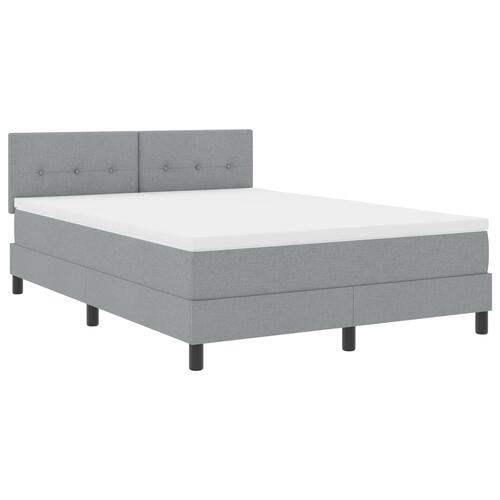 Boxspring Seng med Madras & LED Lys Grå 140x200 cm Stof