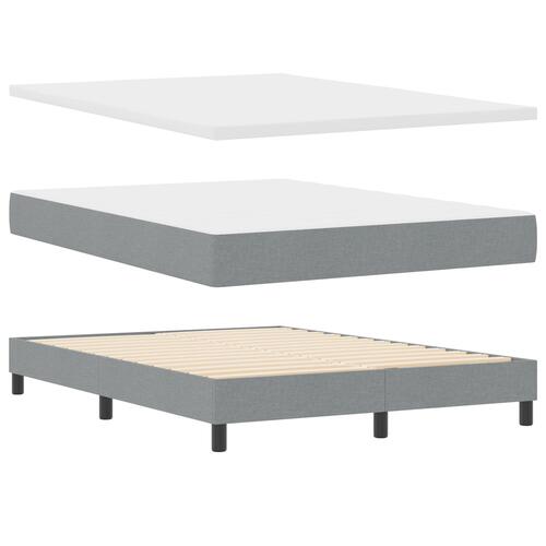 Boxspring Seng med Madras & LED Lys Grå 140x200 cm Stof