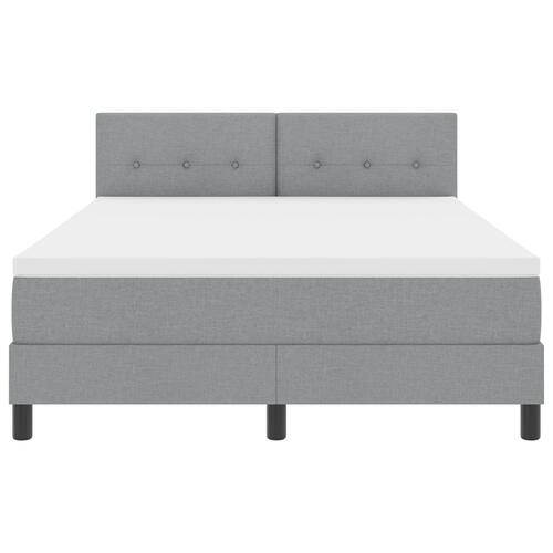 Boxspring Seng med Madras & LED Lys Grå 140x200 cm Stof