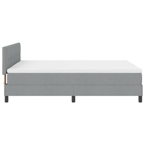 Boxspring Seng med Madras & LED Lys Grå 140x200 cm Stof