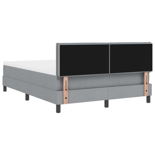 Boxspring Seng med Madras & LED Lys Grå 140x200 cm Stof