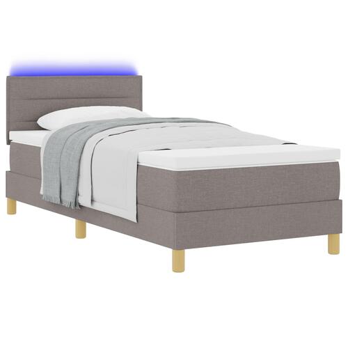 Boxspring seng med madras & LED taupe 90x200 cm stof
