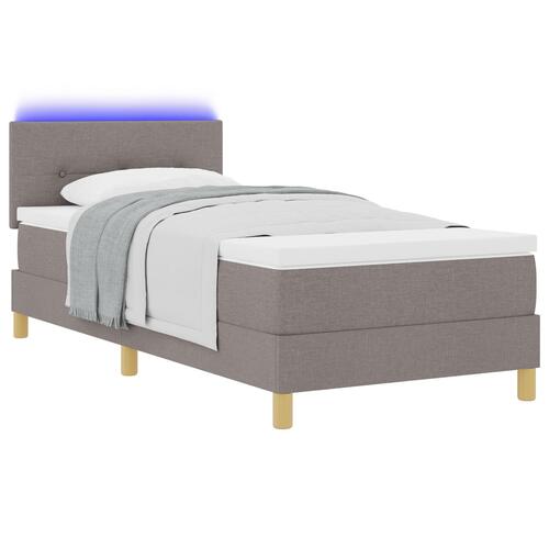 Boxspring Seng med Madras & LED Taupe 80x200 cm Stof