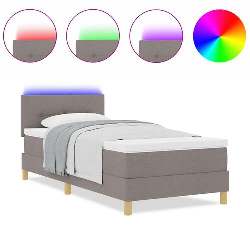 Boxspring Seng med Madras & LED Taupe 80x200 cm Stof