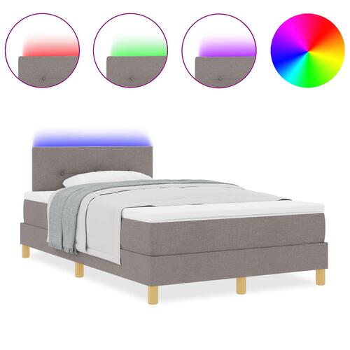 Box Spring Seng med Madras & LED Taupe 120x200 cm Stof