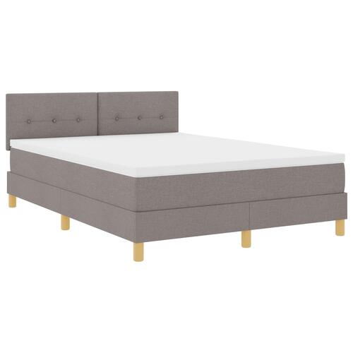 Box Spring Seng med madras & LED Taupe 140x200 cm Stof