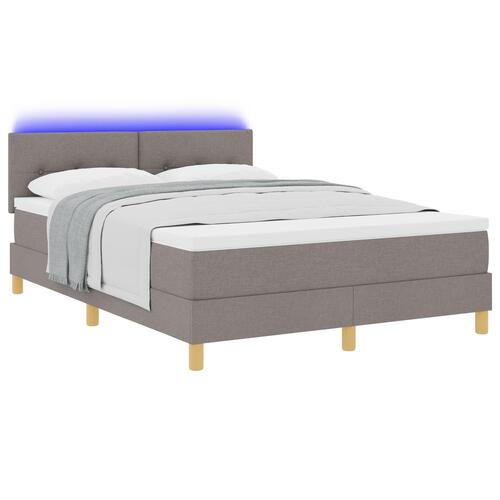 Box Spring Seng med madras & LED Taupe 140x200 cm Stof