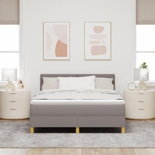 Box Spring Seng med madras & LED Taupe 140x200 cm Stof