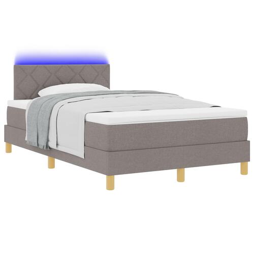 Box spring seng med madras & LED taupe 120x200 cm stof
