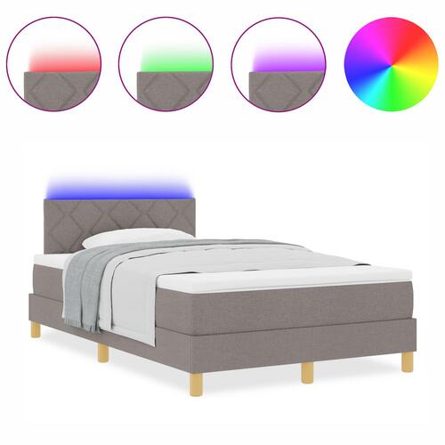 Box spring seng med madras & LED taupe 120x200 cm stof