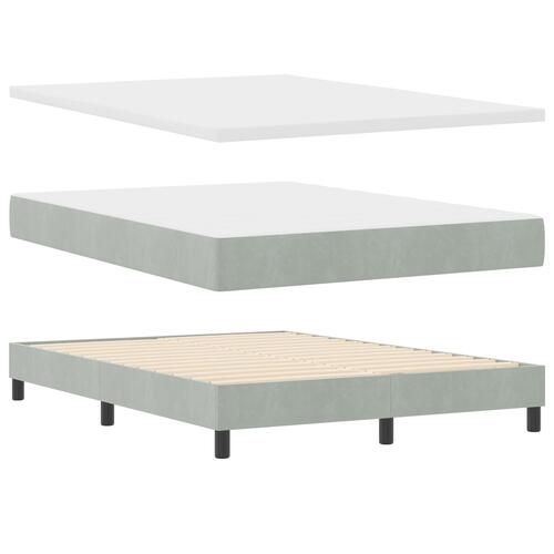 Boxspring Seng med Madras & LED Lys Lysegrå 140x200 cm Fløjl