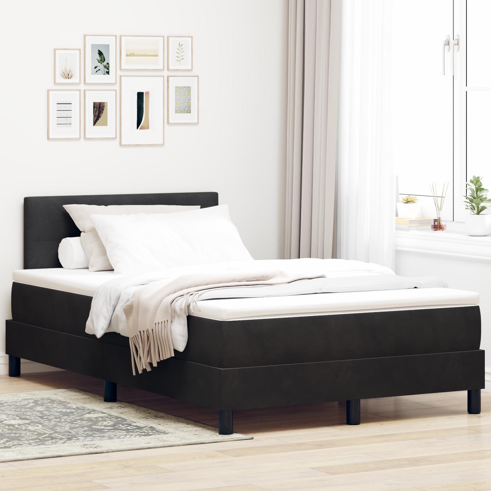 Box Spring Seng med madrass & LED Sort 120x190 cm Fløjl