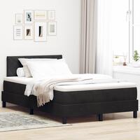 Boxspring Seng med Madras & LED Sort 120x200 cm Fløjl