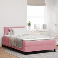 Boxspring seng med madras & LED Pink 120x200 cm Fløjl