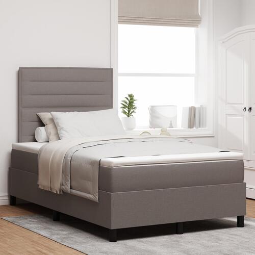 Box Spring Seng med Madras & LED Taupe 120x200 cm Stof