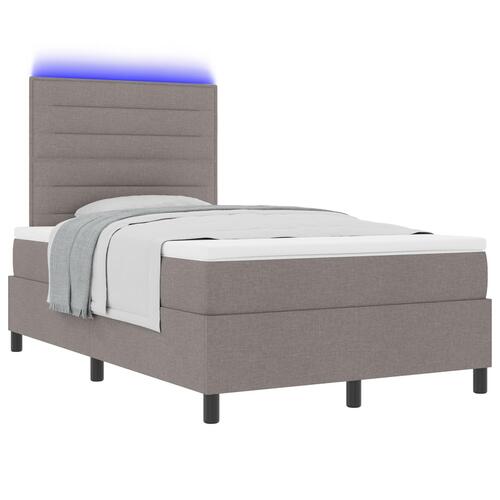 Box Spring Seng med Madras & LED Taupe 120x200 cm Stof