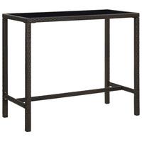 Barbord til haven 130x60x110 cm polyrattan og glas brun