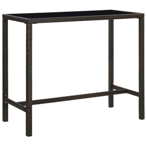 Barbord til haven 130x60x110 cm polyrattan og glas brun