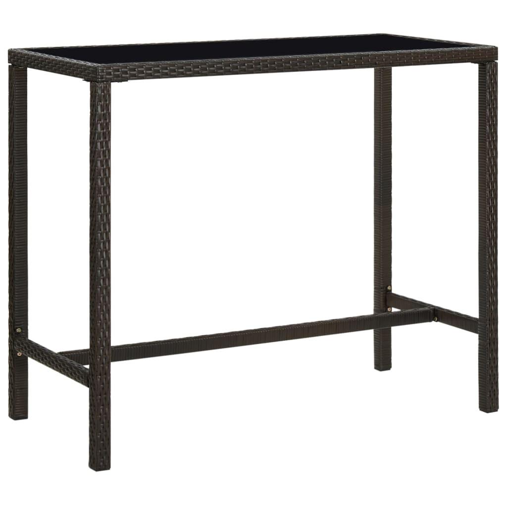 Barbord til haven 130x60x110 cm polyrattan og glas brun