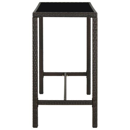 Barbord til haven 130x60x110 cm polyrattan og glas brun