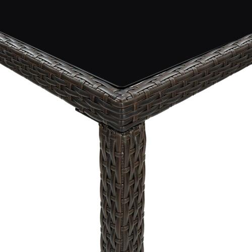 Barbord til haven 130x60x110 cm polyrattan og glas brun