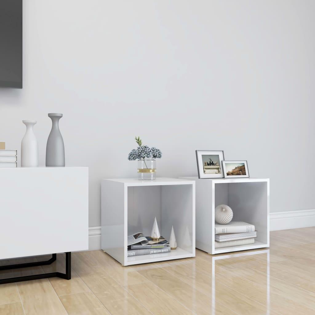 Tv-borde 2 stk. 37x35x37 cm konstrueret træ hvid højglans