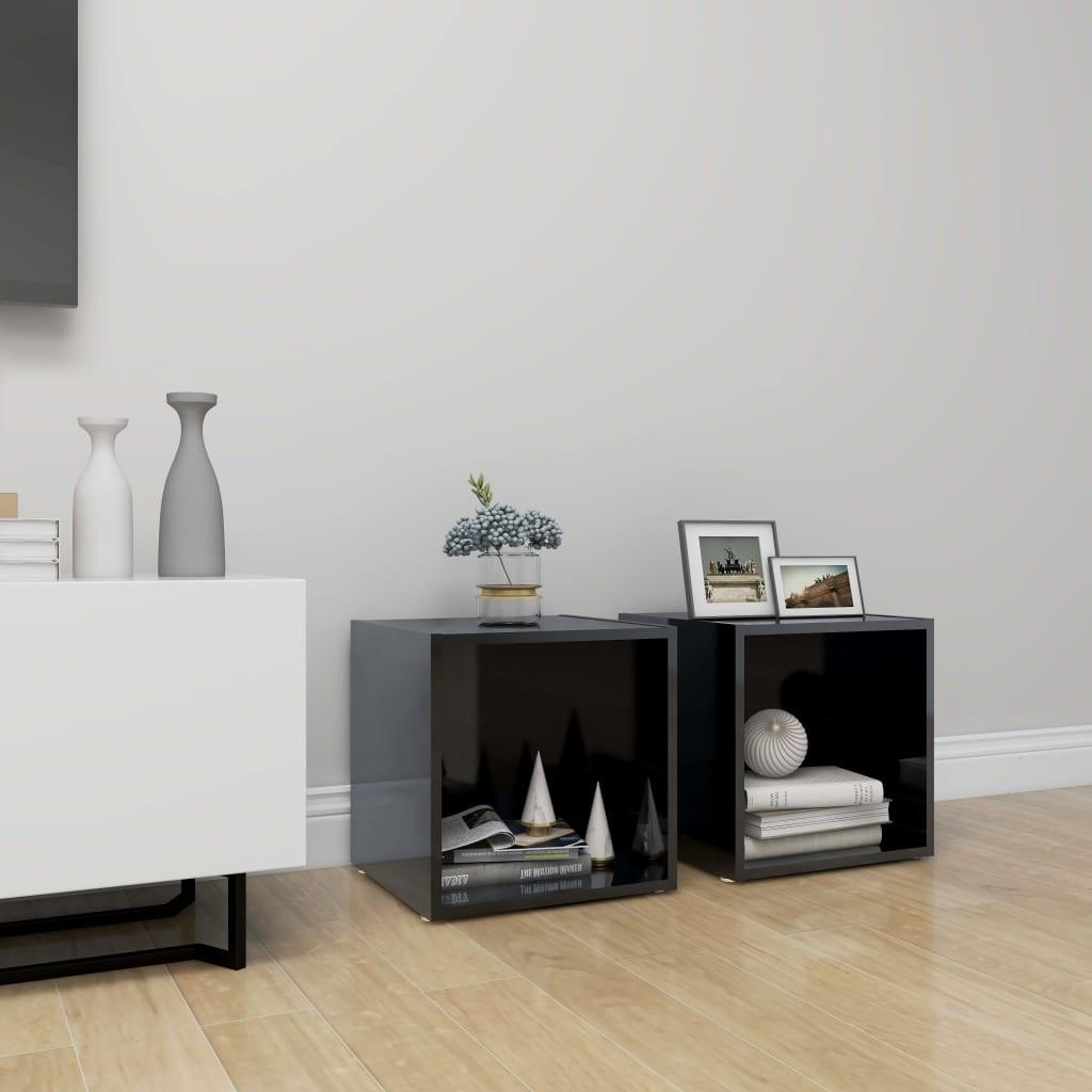 Tv-borde 2 stk. 37x35x37 cm konstrueret træ sort højglans