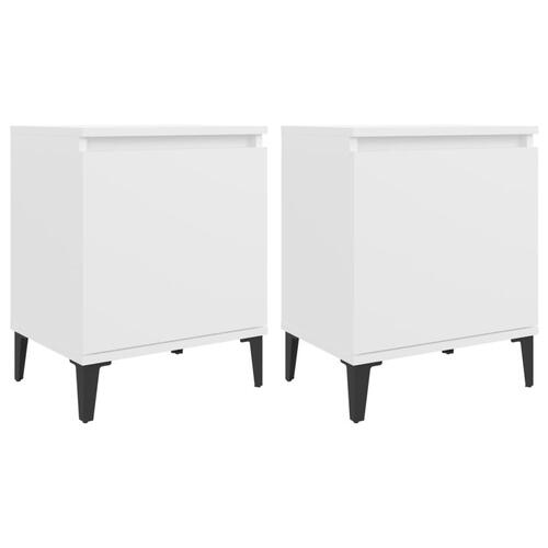 Sengeskabe med metalben 2 stk. 40x30x50 cm hvid