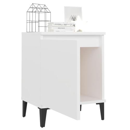 Sengeskabe med metalben 2 stk. 40x30x50 cm hvid