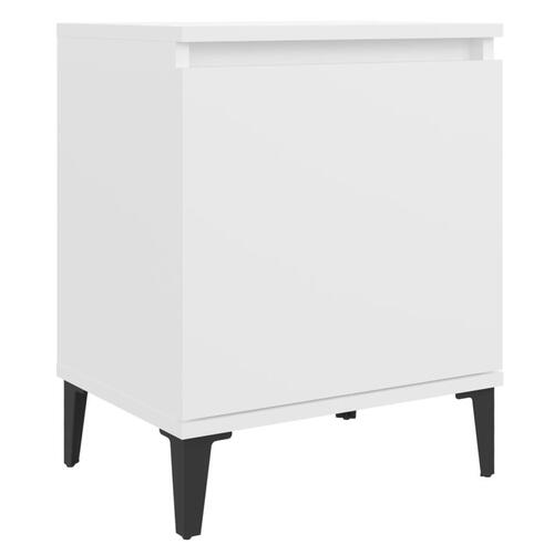 Sengeskabe med metalben 2 stk. 40x30x50 cm hvid