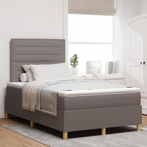 Box Spring Seng med Madras & LED Taupe 120x190 cm Stof