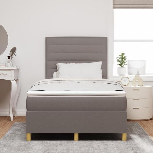 Box Spring Seng med Madras & LED Taupe 120x190 cm Stof
