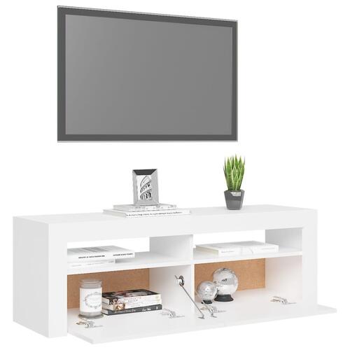 Tv-skab med LED-lys 120x35x40 cm hvid
