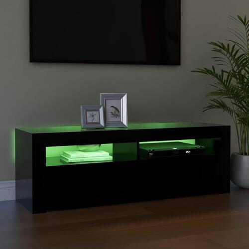 Tv-skab med LED-lys 120x35x40 cm sort