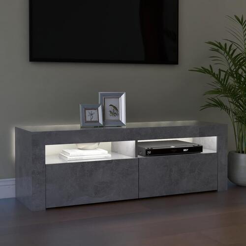 Tv-bord med LED-lys 120x35x40 cm betongrå
