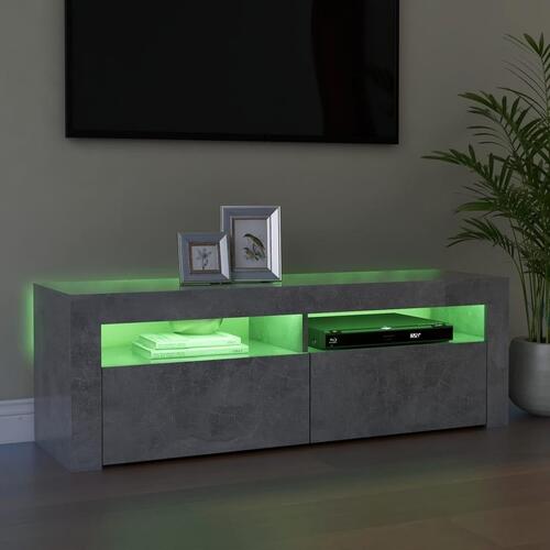 Tv-bord med LED-lys 120x35x40 cm betongrå