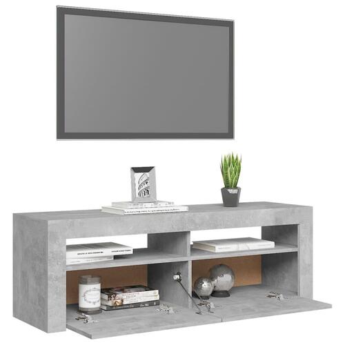 Tv-bord med LED-lys 120x35x40 cm betongrå