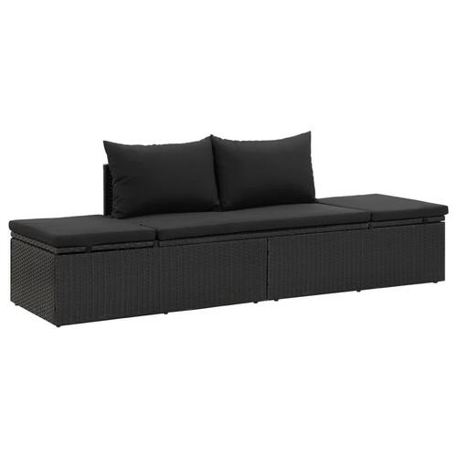 Solseng med hynder polyrattan sort