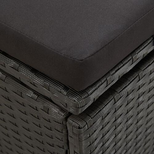 Solseng med hynder polyrattan sort