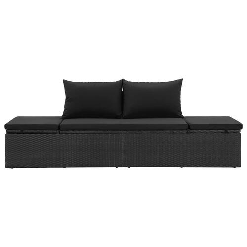 Solseng med hynder polyrattan sort