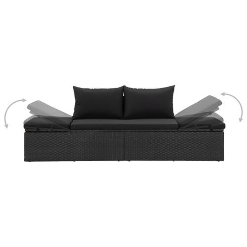 Solseng med hynder polyrattan sort