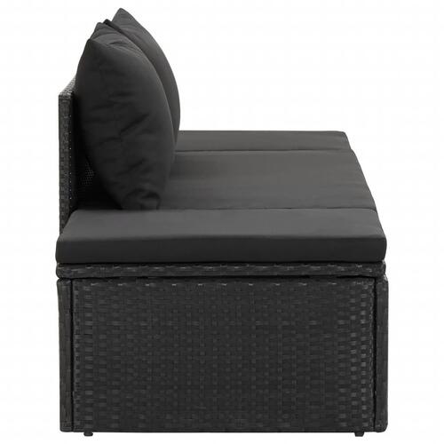 Solseng med hynder polyrattan sort