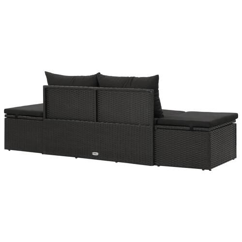 Solseng med hynder polyrattan sort