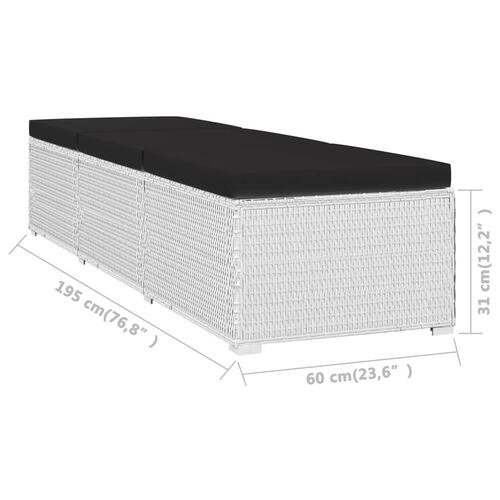 Liggestol med hynde og tebord polyrattan hvid