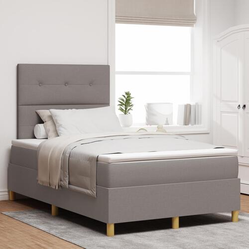 Box Spring Seng med Madras & LED Taupe 120x190 cm Stof